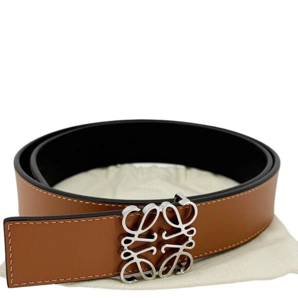 LOEWE Anagram Reversible Leather Belt Brown Size 85/34 - Picture 3 of 11
